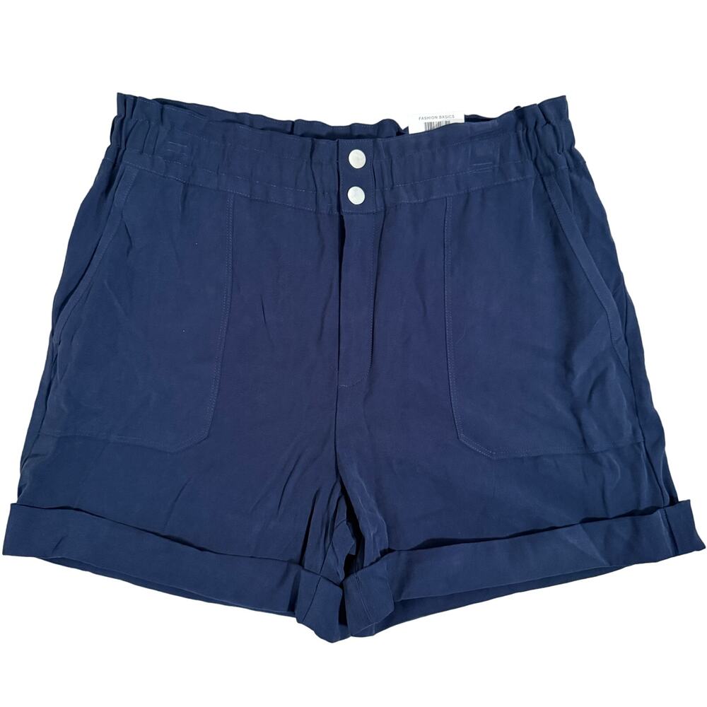 INC International Concepts Women's High Rise Twill Shorts Indigo Sea Sz 12 - $59